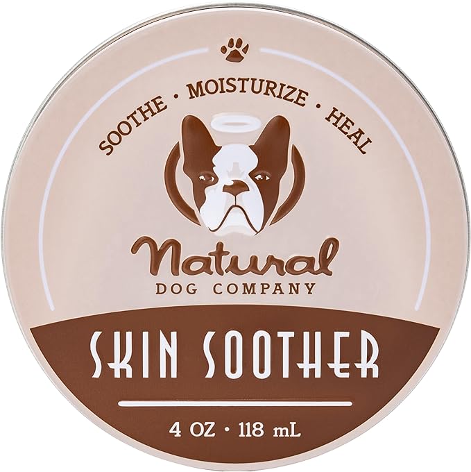 Natural Dog Company Skin Soother, 4 oz Tin, Allergy and Itch Relief for Dogs, Dog Moisturizer for Dry Skin, Dog Lotion, Ultimate Healing Balm, Dog Rash Cream