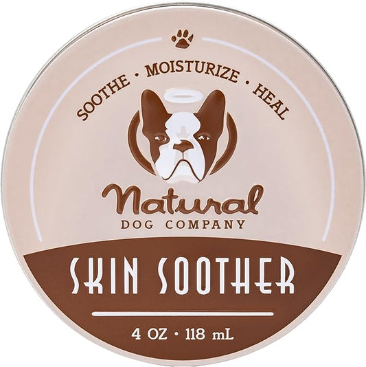 Natural Dog Company Skin Soother, 4 oz Tin, Allergy and Itch Relief for Dogs, Dog Moisturizer for Dry Skin, Dog Lotion, Ultimate Healing Balm, Dog Rash Cream