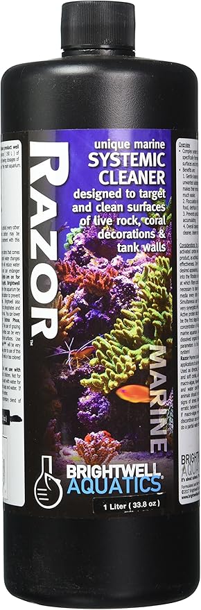 Brightwell Aquatics - Razor Marine - Unique Systemic Fish Tank Cleaner for Marine Aquariums - Aquarium Water Treatments, 33.8 fl oz