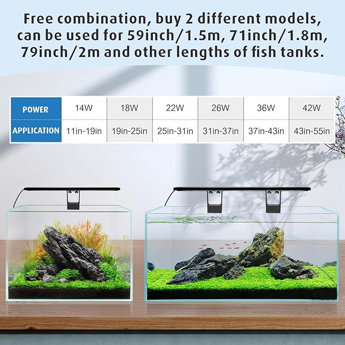 hygger Clip On Full Spectrum Aquarium LED Light, 26W Day-Night Dual Timer Sunrise-Day-Sunset-Moon Fish Tank Light, Adjustable Timer Brightness with 9 Colors for Planted Tank