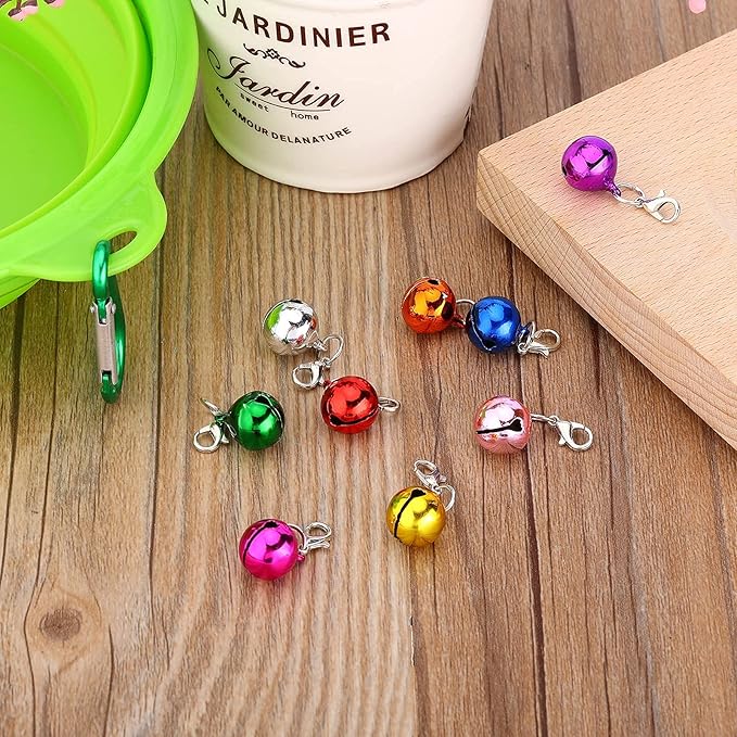 10 Pcs Cat Dog Collar Bells, Jingle Bell for Cat Collar,Dog Collar Charms,Colourful Pet Small Bells with Clasps Collar Accessories,Festival Party DIY Crafts Decoration