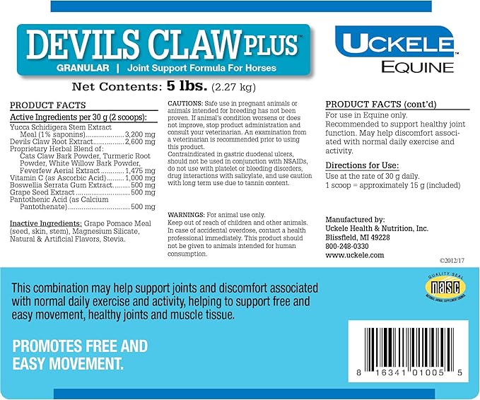 Uckele Devils Claw Plus Powder Horse Supplement - Equine Vitamin & Mineral Supplement - 5 Pound (lb)