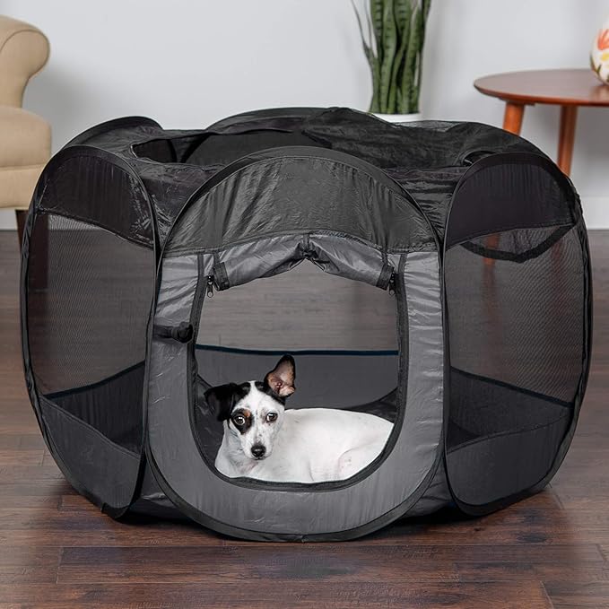 Furhaven Pop Up Playpen Pet Tent Playground - Gray, Medium