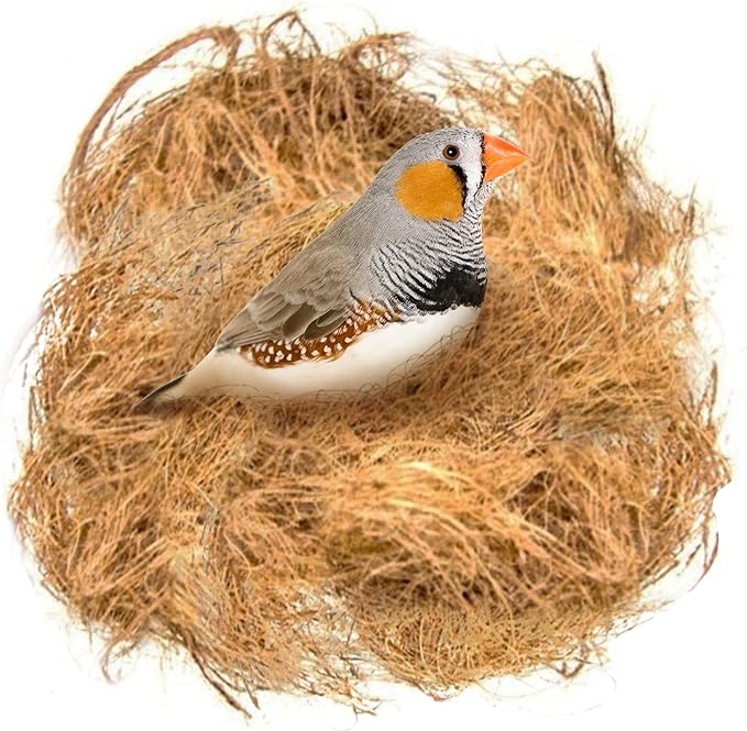 SunGrow Finch Coconut Fiber, Loose Bedding Substrate for Birds Nest Cages, Nesting Material for Budgie Hummingbird Canary Parakeet (3 oz)