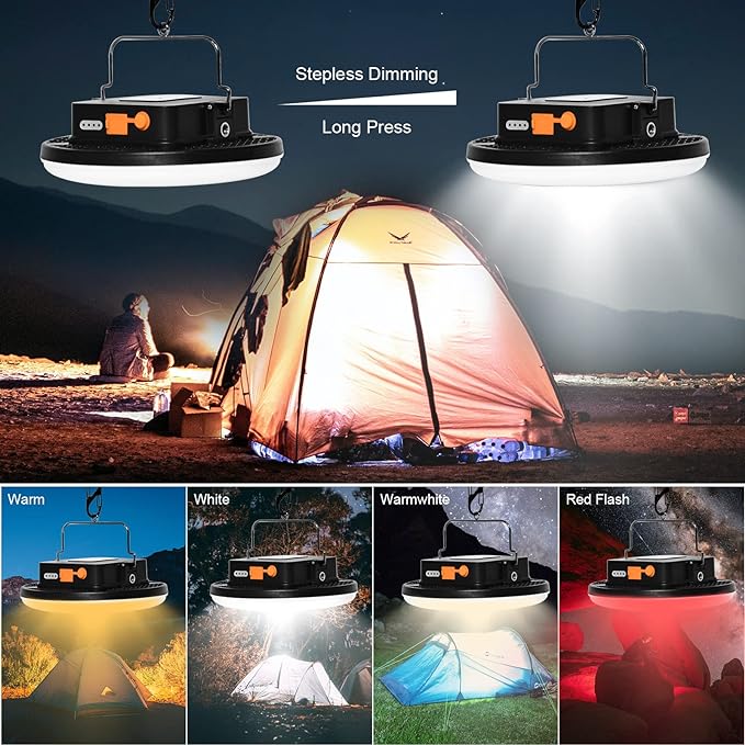 16500mAh 60W Rechargeable Camping Light with Remote 3000LM 2700/4000/6500K LED Camping Lantern Portable Waterproof Tent Light Power Failure Emergency Survival Kits for Fathers Day Gift