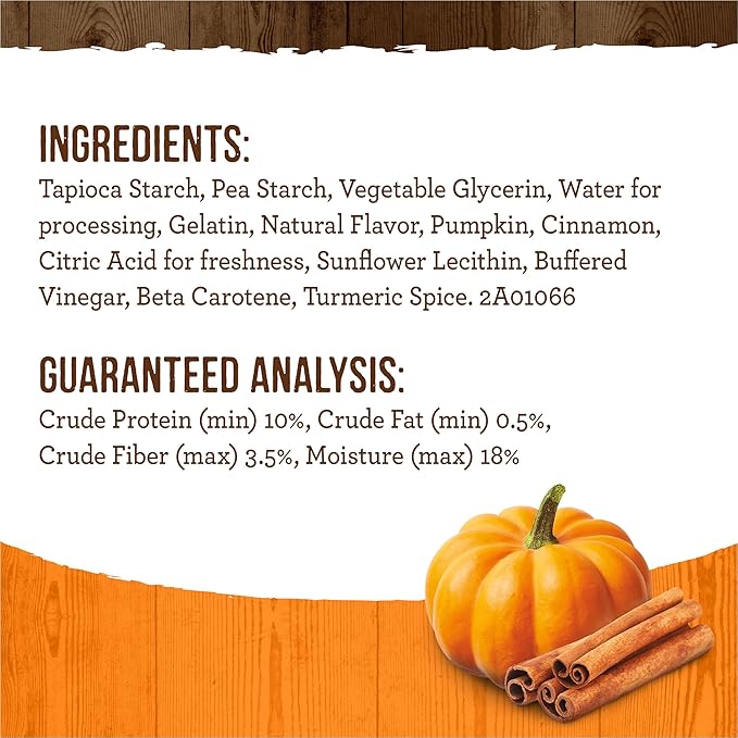 Merrick Fresh Kisses Natural Dental Chews, Treats Infused with Pumpkin and Cinnamon for Large Dogs Over 50 Lbs - 4.8 Oz. Pouch
