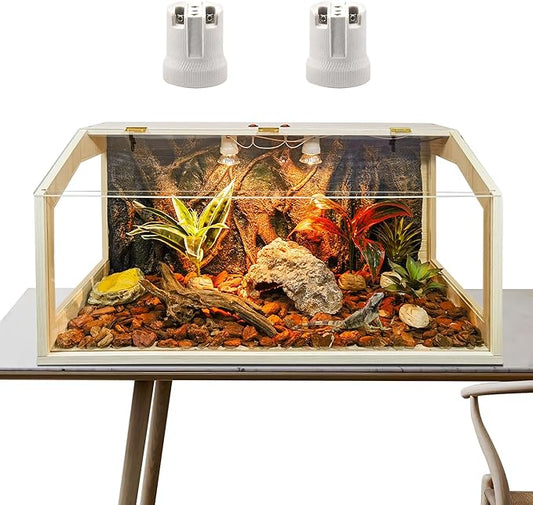 Bearded Dragon Tank, Reptile Enclosure, Snake Tank, Reptile Terrarium, Built-in Light Fixtures with Switch, 2024 Newest Upgrade (30 Gallon, 32" Long, Clear Acrylic Roof)