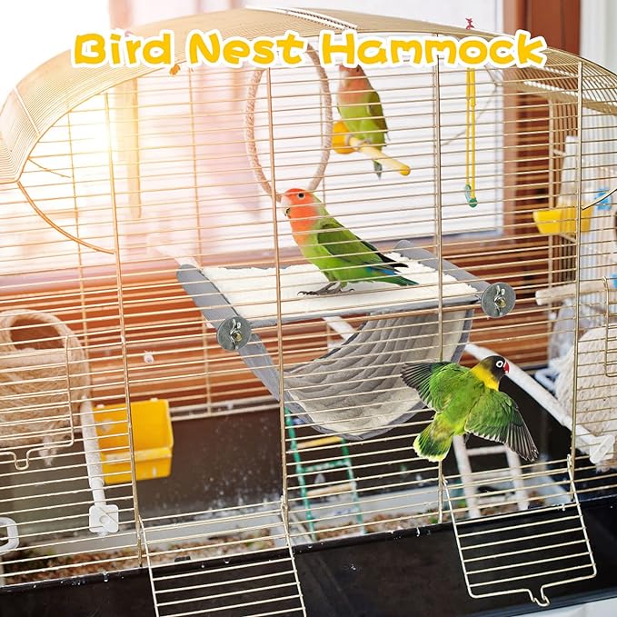 BWOGUE Winter Warm Bird Nest Bed Hanging Hammock Snuggle Hut Parrot House Tent Toy Bird Cage Perch for Parakeet Budgies Cockatiels Lovebird Cockatoo Finch Hamster Chinchilla Guinea Pig(Medium, Grey)