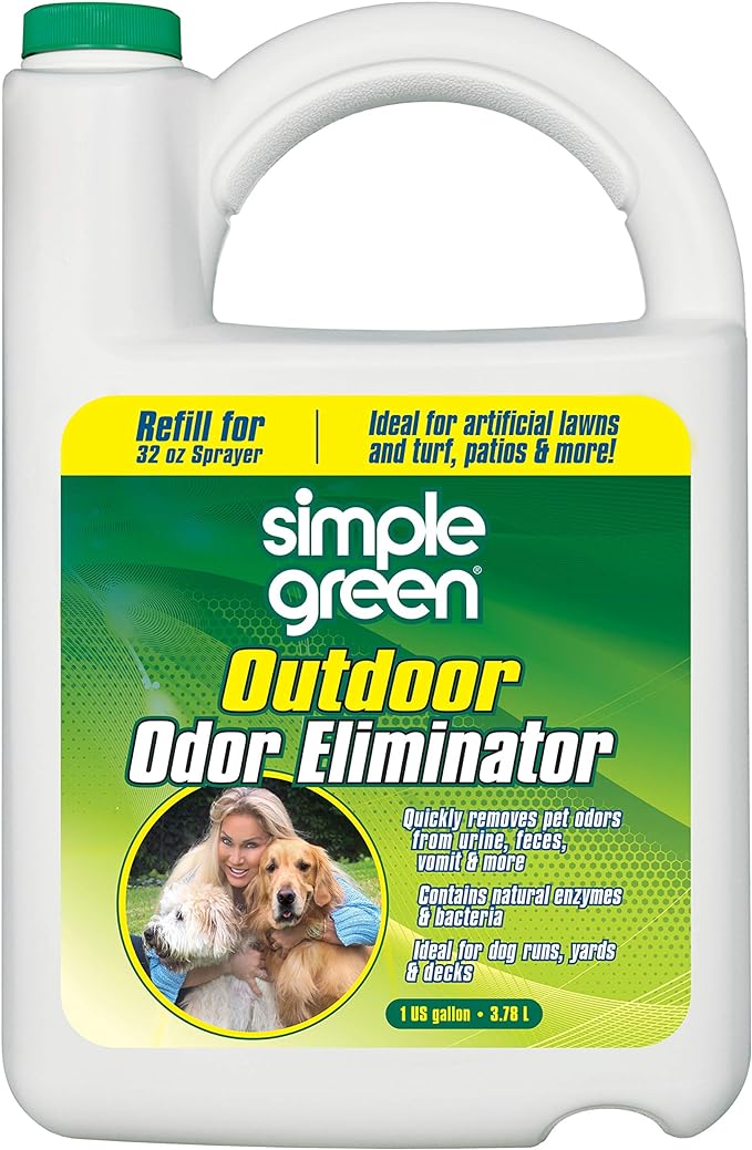 Simple Green Outdoor Odor Eliminator for Pets, Dogs, 1 gallon Refill - Ideal for Artificial Lawns & Patio, Milky White