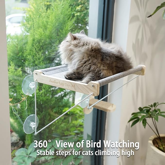 Cat Window Perch, Foldable Cat Hammock for Window, Stable Window Shelves for Indoor Cats, Set includes 2 Pack of Window Stairs