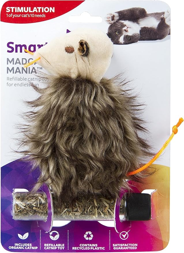 SmartyKat Madcap Mania Refillable Plush Catnip Cat Toy, Includes Catnip Tube - Randomly Selected Color, One Size