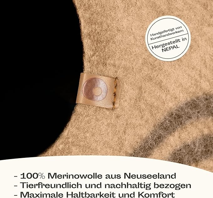 MEOWFIA Premium Felt Cat Bed Cave - Handmade 100% Merino Wool Bed for Cats and Kittens (Light Shades) (Large, Beige)