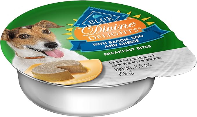 Blue Buffalo Delights Natural Adult Small Breed Wet Dog Food Cups, Pate Style, Bacon, Egg & Cheese Breakfast Bites 3.5-oz (Pack of 12)