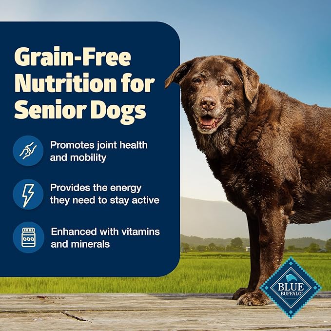 Blue Buffalo Freedom Grain-Free Senior Dry Dog Food, Provides Energy To Stay Active, Made in the USA with Natural Ingredients, Chicken & Potatoes, 24-lb. Bag