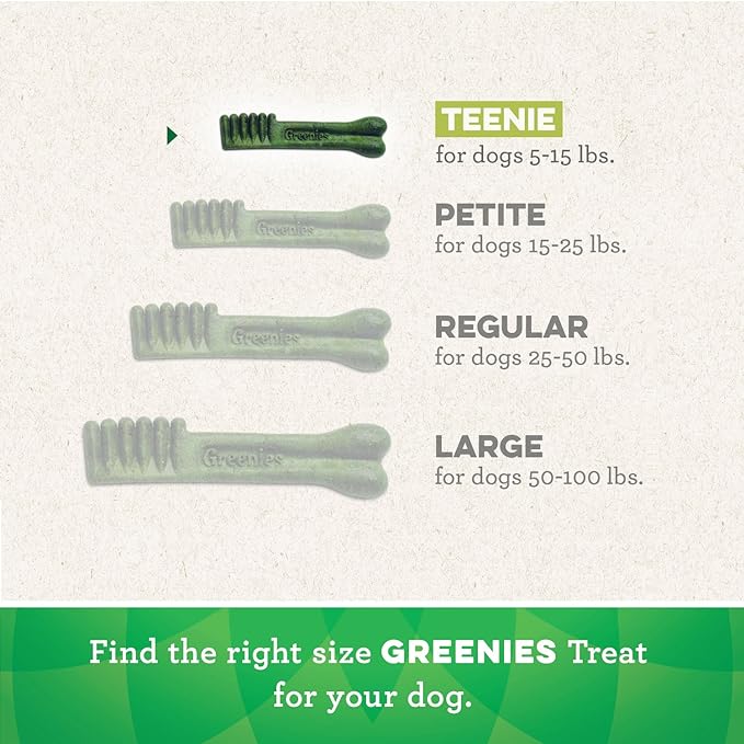 GREENIES TEENIE Natural Dog Dental Care Chews Oral Health Dog Treats 3-Flavor Variety Pack, (3) 12 oz. Pouches, 129 Total Treats,Green