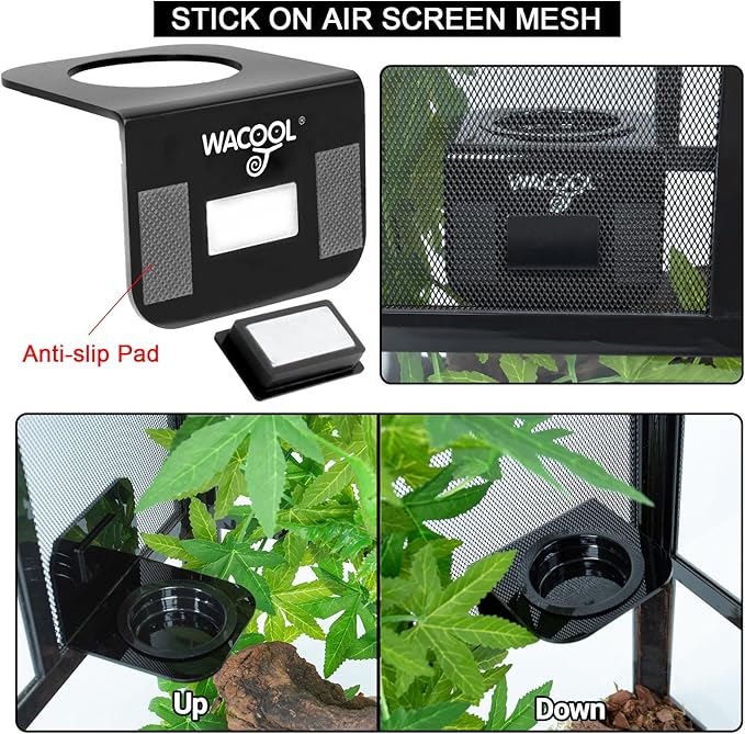 WACOOL Magnetic Reptile Ledge 2PACK, Acrylic Gecko Feeding Ledges with 6PCS Cups, Reptile Food Water Feeder Dish for Geckos Iguana Chameleon Pets