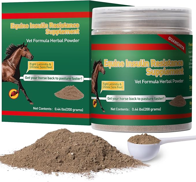 Insulin Resistance Supplement for Horses, Herbal Formulated for High Insulin, Chronic Laminitis, Cushing's Syndrome, Sore Feet, Blood Sugar Reduction & Metabolic Enhancement, 0.44 lbs