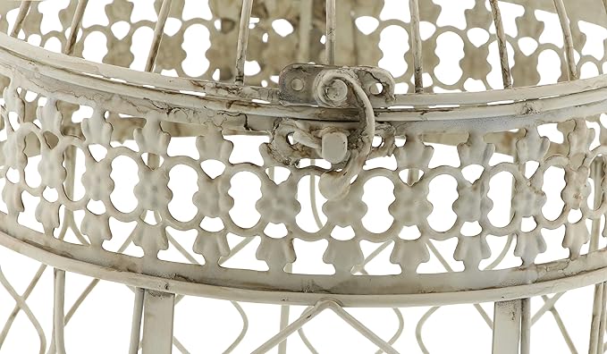 Deco 79 Metal Round Birdcage with Latch Lock Closure and Hanging Hook, Set of 2 22", 18"H, Cream