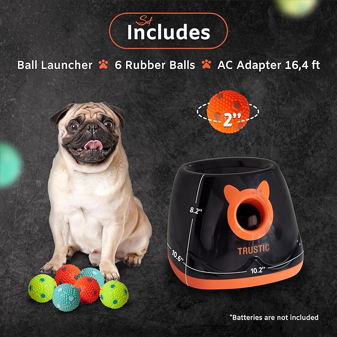 Automatic Ball Launcher for Dog, Indoor or Outdoor Thrower Fetch Toy, Adjustable Range (Ball Launcher)