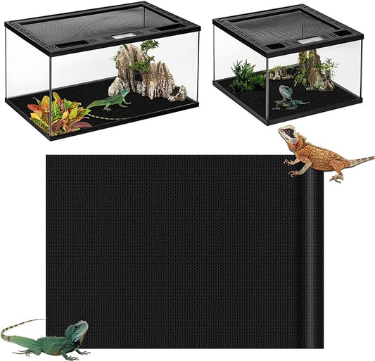 Reptile Tank Accessories,EVA Leopard Gecko Bearded Dragon Tank Accessories, Terrarium Tank Decor Carpet Substrate for Lizard, Iguana, Snake, Tortoise, Non-Adhesive Reptile Habitat Bedding, Black