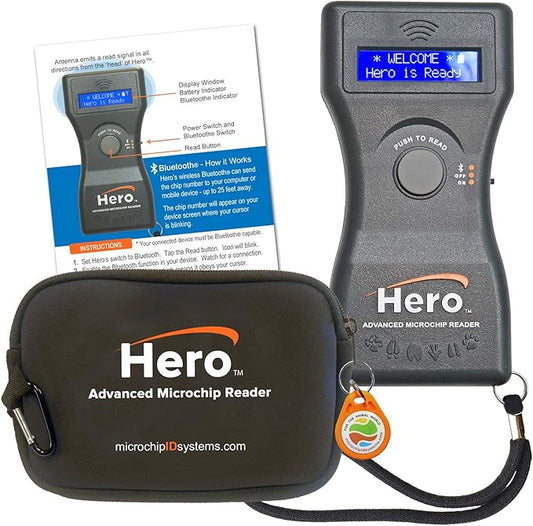 Hero Pet Microchip Reader, Bluetooth, Includes Case and Test Chip