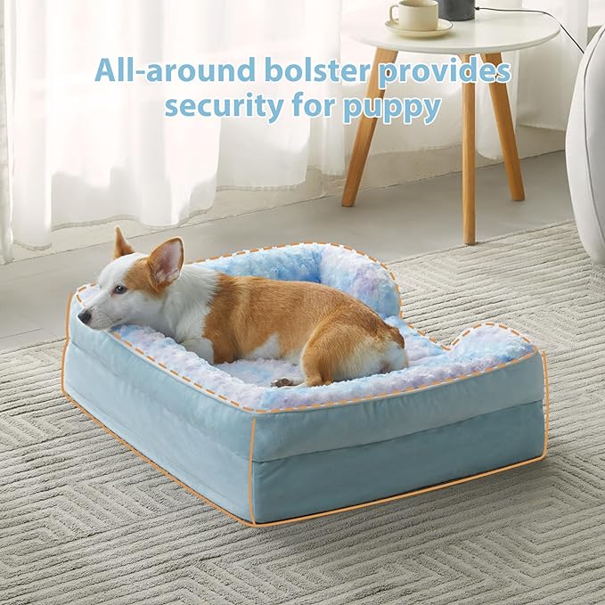 WNPETHOME Waterproof Dog Beds for Medium Dogs, Orthopedic Medium Dog Bed with Sides, Big Dog Couch Bed with Washable Removable Cover, Pet Bed Sofa with Non-Slip Bottom for Sleeping