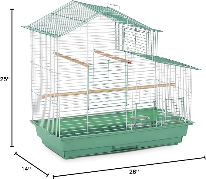 Prevue Pet Products SP41615-2 House Style Bird Cage, Small, Green