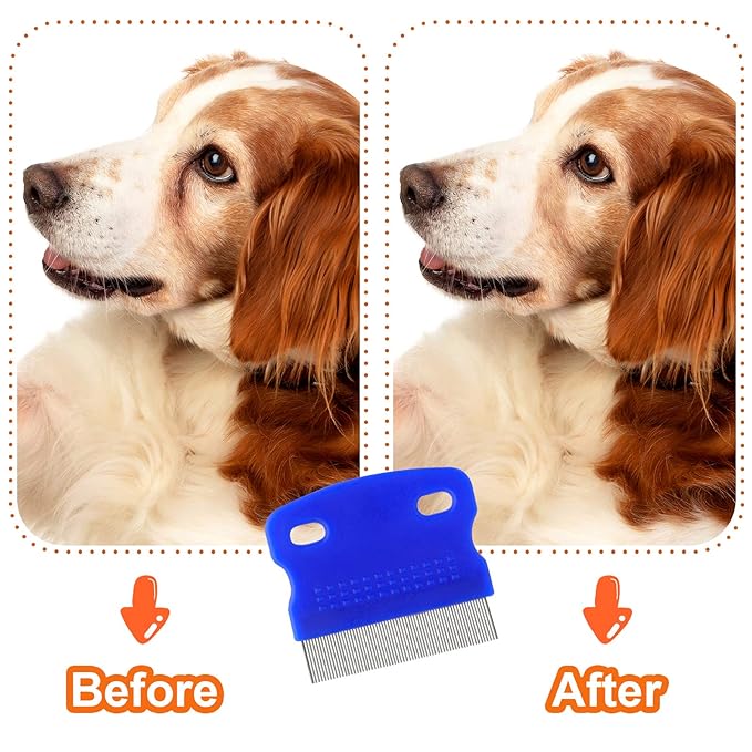 Pets Grooming Comb Kit for Small Dogs Puppies For Tear Stain Remover, 2-in-1 with Round Teeth to Remove Knots Crust Mucus