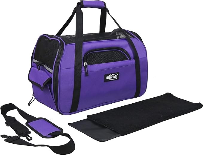 EliteField Soft Pet Carrier (3 Year Warranty, Airline Approved) Small Soft Dog Carrier Soft Cat Carrier Puppy Carrier Soft Sided Travel Carrier Bag (X-Large: 21" L x 12" W x 13" H, Purple)