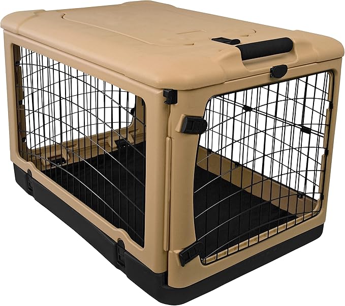 Pet Gear “The Other Door” 4 Door Steel Crate for Dogs/Cats with Garage-Style Door, Includes Plush Bed + Travel Bag, No Tools Required, 3 Models, 3 Colors