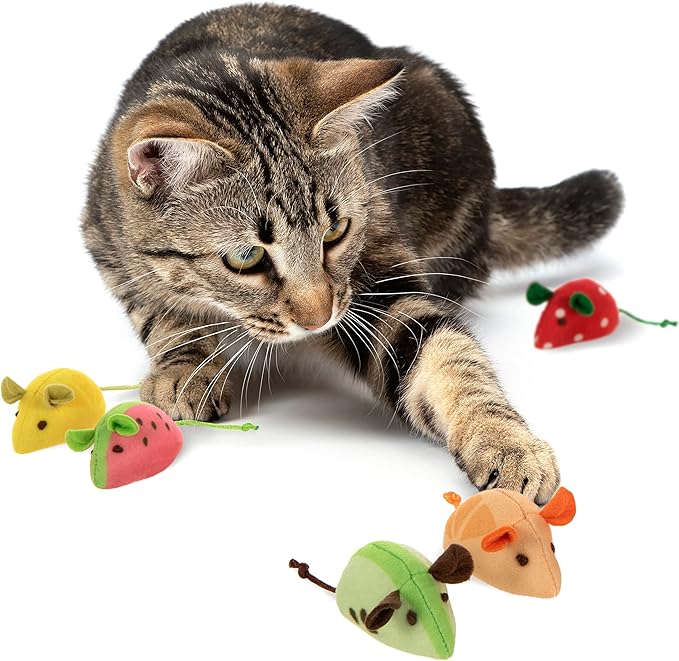 SmartyKat (5 Count Skitter Slices Plush Catnip Cat Toys - Multi Color, 5 Count