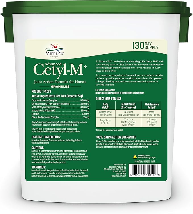 Cetyl M Equine Joint Supplement in Granular Form, 11.2 LB