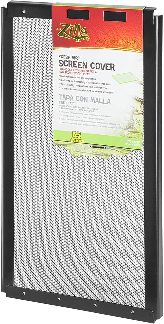 Zilla Reptile Terrarium Covers Fresh Air Screen, 16x8-inch