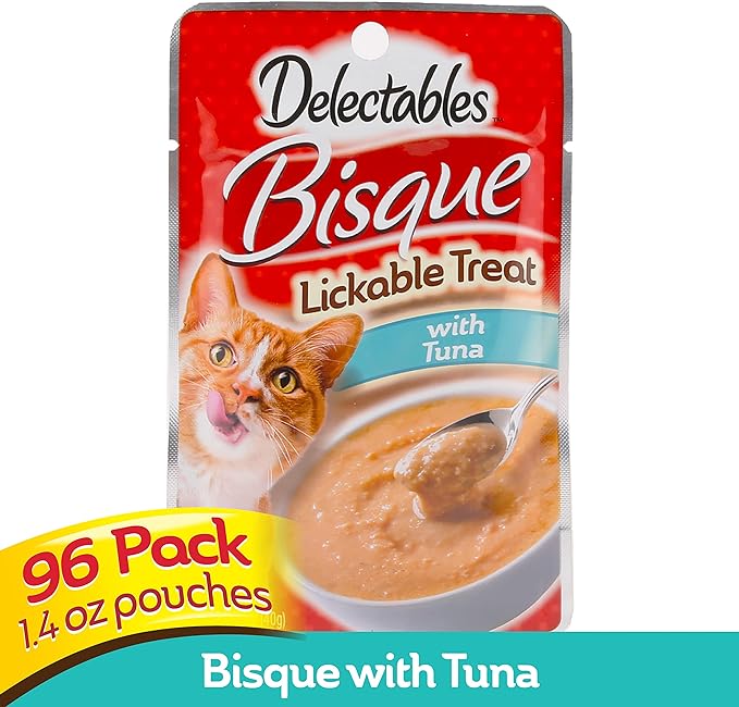 Hartz Delectables Bisque Lickable Wet Cat Treats, Multiple Flavors Box of 8, Pack of 1, Each box has 12 count. Total 96 count