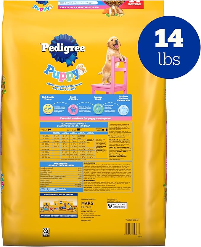 Pedigree Puppy Dry Puppy Food, Chicken, Rice, and Vegetable Flavor, 3.5 lb. Bag