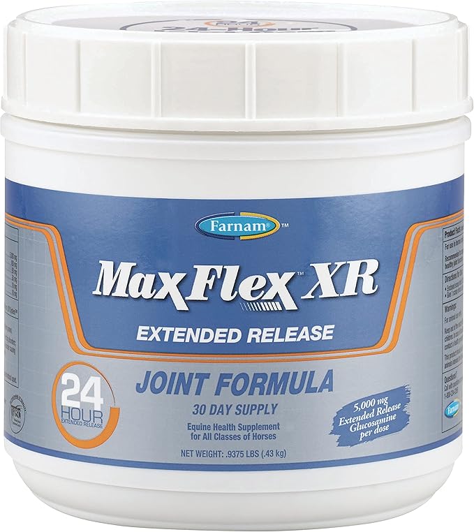 Farnam MaxFlex XR Extended Release Joint Supplement for Horses, Provides a continuous supply of joint health ingredients for 24 hours, 0.9375 pound, 30 Day Supply