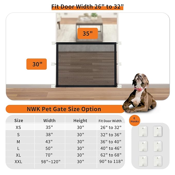 NWK Magic Baby Gate Pet Gate for The House Stairs Providing a Safe Enclosure for Pets to Play and Rest, 6 Loops Design (30'' X 35'')