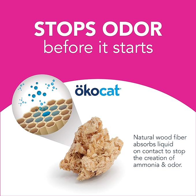 ökocat Super Soft Natural Wood Clumping Litter for delicate paws, Medium (Packaging May Vary)