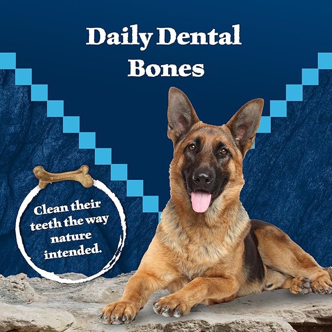 Blue Buffalo Wilderness Wild Bones Grain-Free Dental Chews Dog Treats, Large, 27-oz Bag