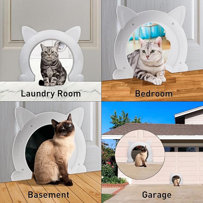 Cat Door,Wulikeke Interior Cat Door Pet Door for Cats Indoor Cat Door, with Screws Interior/Install Easily /Interior cat Door Without Flap