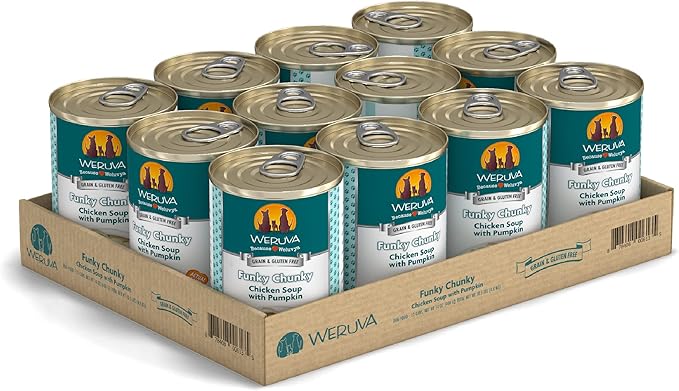 Weruva Classic Dog Food, Funky Chunky Chicken Soup with Chicken Breast & Pumpkin in Gravy, 14oz Can (Pack of 12)