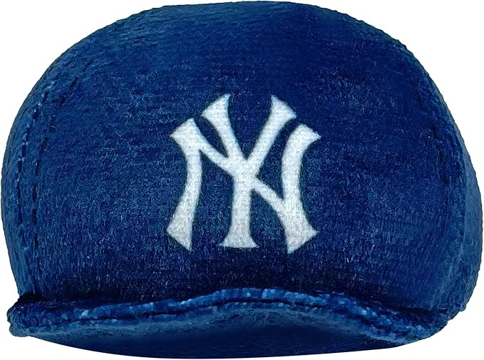 BEST PLUSH CAT TOY - MLB NEW YORK YANKEES Complete Set of 3 piece Cat Toys filled with Fresh Catnip. Incl: 1 Baseball Cap Cat Toy, 1 Baseball Cat Toy with Feathers & 1 Beer Bottle. Beautiful Team LOGO