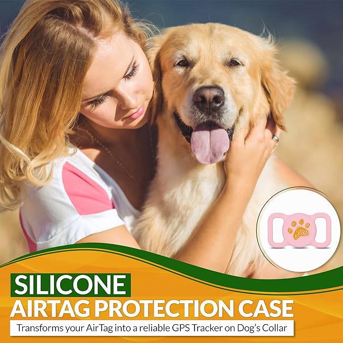 Png Silicone Airtag Holder for Dog Collar - 2 Pack | Serving as a Dog GPS Tracker Case | Holder for AirTag Dog Collar | Waterproof Airtag Holder | Dog Apple Airtag Holder | Secure Dog Tracker (Pink)