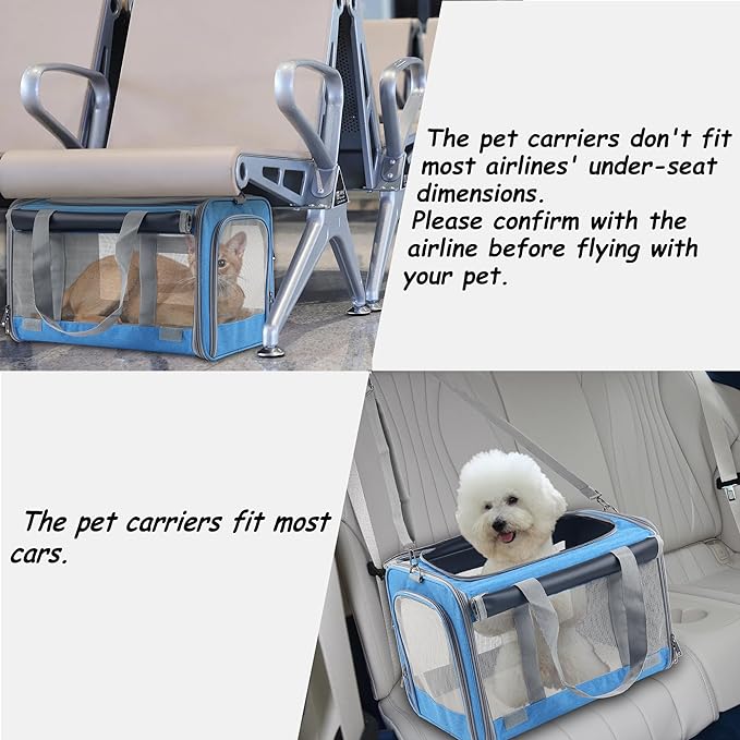 Large Cat Carriers Dog Soft Sided Carriers Cat Soft Sided Carriers Cat Carriers Dog Carriers Airline Approved Kitten Carrier Reptile Carriers Squirrel Carriers Guinea Pig Carrier(Large_Blue)