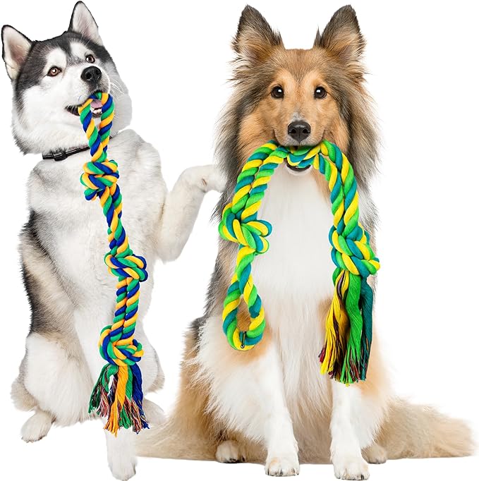 Dog Chew Toys for Aggressive Chewers, Indestructible Dog Toys for Large Dogs Aggressive Chewers, Tough Puppy Teething Chew Toys for Boredom, Dog Rope Toys for Medium to Large Breed, Tug of War Dog Toy