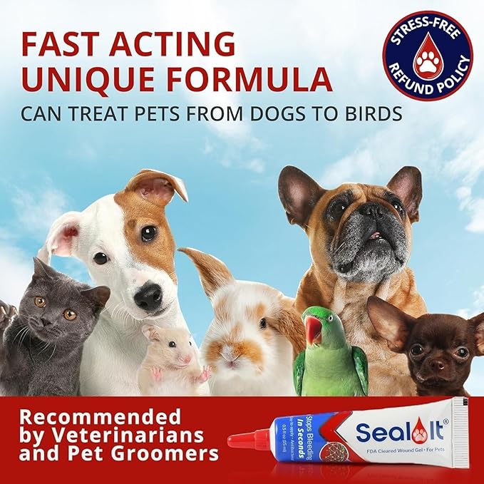 Seal It® Wound Gel for Pets | US-Made Dog Wound Care Gel to Stop Bleeding in Seconds & Seals Open Minor Wounds, Cuts & Scrapes from Canine Paw Wounds to Fencing Cuts | Safe for All Animals (15ml)