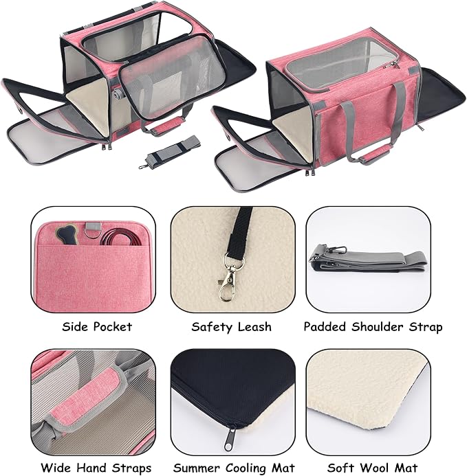 Dog soft-sided carriers Large cat carriers Cat soft-sided carriers Cat carriers Dog carriers Cat travel carriers Dog travel bag Reptile carriers Squirrel carriers Guinea pig carrier(Large Pink)