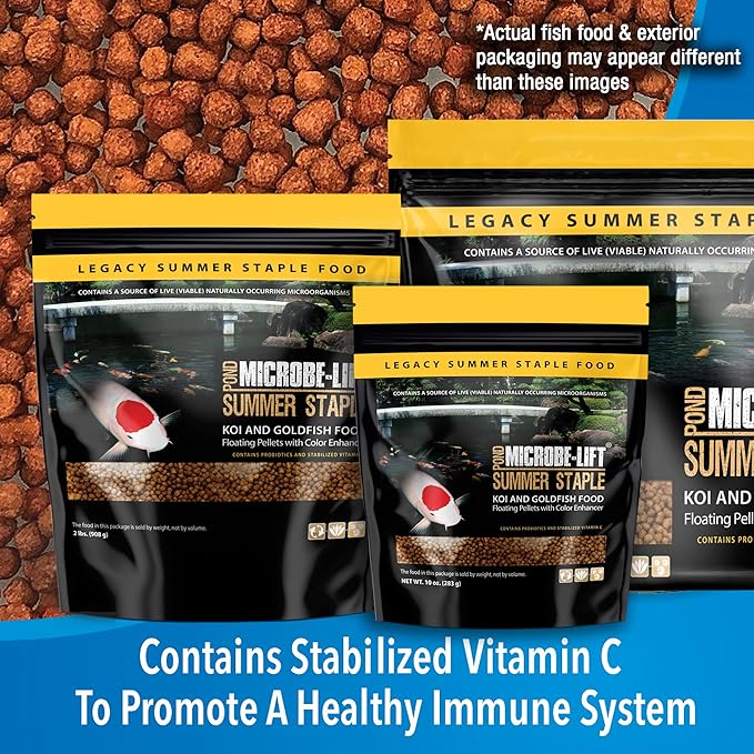 Microbe-Lift MLLSSLG Summer Staple Floating Fish Food Pellets for Ponds, Water Gardens, and Fountains, for Live Goldfish and Koi, 4.75 Pounds