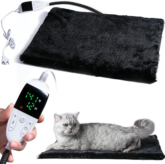 Pet Heating Pad for Dog Cat - Intelligent Thermostat Temperature Controller,Washable Flannel Cover - Cat Dog, S M L - Heated Cat Bed Indoor, Self Warming Cat Bed - Heating Pad for Cats (M)