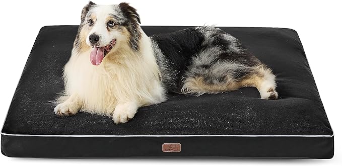 Bedsure Waterproof Dog Beds for Extra Large Dogs - 4 inch Thicken Up to 100lbs XL Dog Bed with Removable Washable Cover, Pet Bed Mat Pillows, Black